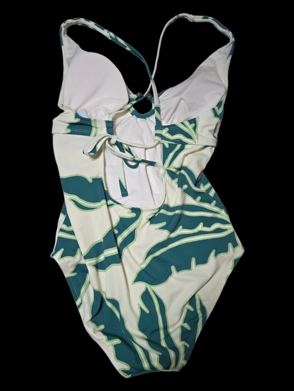 Shade & Shore Cream One-Piece Swimsuit with Green Leaf Print - Picture 7 of 7